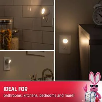 Energizer Rotating LED Night Light, 2 Pack, Plug-in, 360° Rotation, Dusk-to-Dawn Sensor, Home Decor, Ideal for Bedroom, Bathroom, Nursery, Hallway, Kitchen, Staircase, 40293