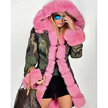 Tiptupu Women's Winter Quilted Jacket - Cozy Faux Fur Lined Coat