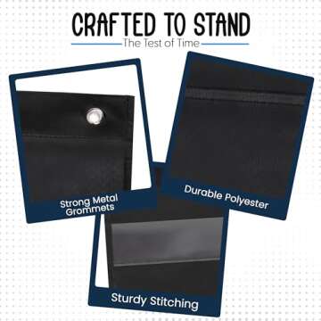 Essex Wares - 17" Wide x 22" Tall Pocket Chart, Black - Sturdy Pocket Chart for Classroom for Sentence Strips - Easy to Use & Hang, Reusable Black Pocket Chart