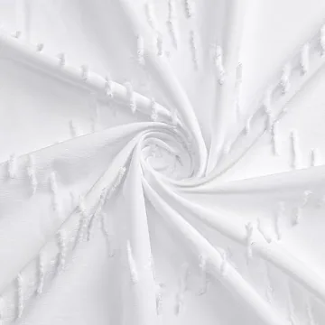 Gibelle White Boho Fabric Shower Curtain for Chic Bathrooms