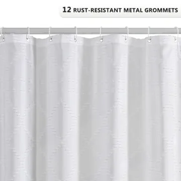 Gibelle White Boho Fabric Shower Curtain for Chic Bathrooms