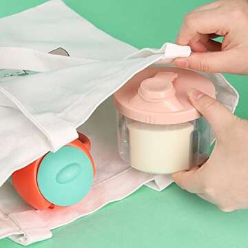 Accmor Baby Formula Dispenser On The Go, Non-Spill Rotating Four-Compartment Formula Container to Go, Milk Powder Kids Snack Container for Infant Toddler Travel Outdoor, Pink