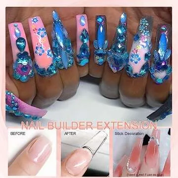 NAILGIL Solid Builder Gel For Nails, 2.1oz Large Capacity 3D Gel Nail Art Sculpture Non-Sticky Hand Clear Extension Gel Sock Off UV LED with 3D Silicone Mold Salon DIY at Home