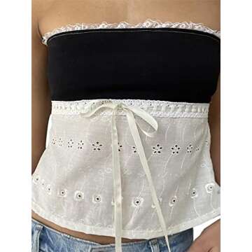 Usweetie Women Y2k Tube Top Lace Black M