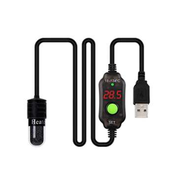 Baoblaze Aquarium Heater Fish Tank Mini Submersible Heater Turtle Heat Rod with Temperature Display Temperature Controller for Betta Frogs Newts Turtles