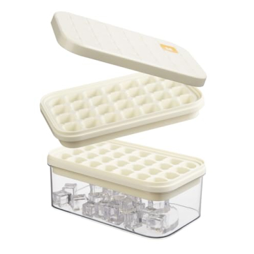 Brigii Ice Cube Tray with Lid&Bin – 56 Cubes, Stackable Ice Molds for Freezer and Drinks