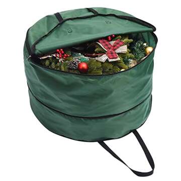 JUOPZKENN Wreath Storage Box, Christmas Wreath Storage Container Bag, Christmas Hanging Wreath Storage Bag, Expandable Space with Double Zipper, Multiple Wreath Storage for Door wreaths(green medium)