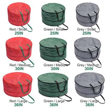 JUOPZKENN Wreath Storage Box, Christmas Wreath Storage Container Bag, Christmas Hanging Wreath Storage Bag, Expandable Space with Double Zipper, Multiple Wreath Storage for Door wreaths(green medium)