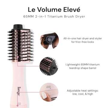L'ANGE HAIR Le Volume Elevé 65MM 2-in-1 Titanium Brush Dryer | Dry and Style | Unique Teardrop Shap...
