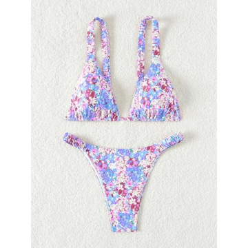 Stylish MakeMeChic Boho Floral Triangle Bikini in Size B Small