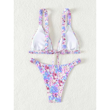 Stylish MakeMeChic Boho Floral Triangle Bikini in Size B Small