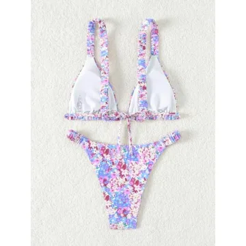 Stylish MakeMeChic Boho Floral Triangle Bikini in Size B Small