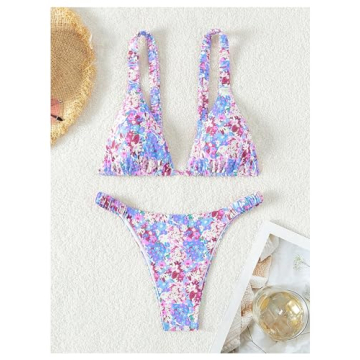Stylish MakeMeChic Boho Floral Triangle Bikini in Size B Small