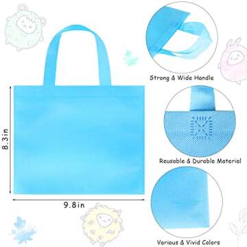GITMIWS 30 Pack Non Woven Party Favor Bags, 9.8'' Small Reusable Kids Tote Bags with Handles, Rainbow Party Favor Goodie Bags for Kids Birthday