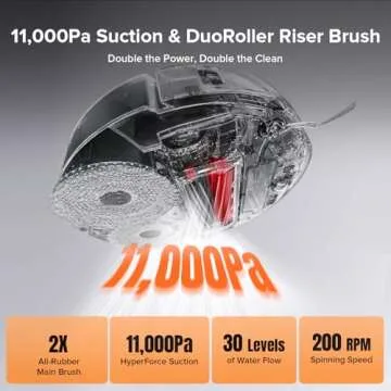 roborock Qrevo Slim Robot Vacuum and Mop Combo, 8.2cm Ultra-Slim, 3D Sensing Tech, Advanced Obstacle Recognition, 11,000Pa Suction, FlexiArm Side Brush & Mop, Auto Mop Washing & Drying, Self-Emptying