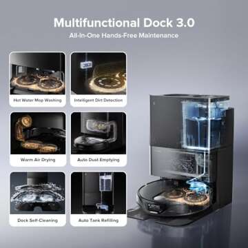 roborock Qrevo Slim Robot Vacuum and Mop Combo, 8.2cm Ultra-Slim, 3D Sensing Tech, Advanced Obstacle Recognition, 11,000Pa Suction, FlexiArm Side Brush & Mop, Auto Mop Washing & Drying, Self-Emptying