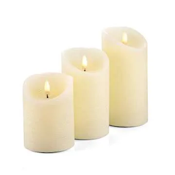VENTA Set of 3 Realistic Flameless Ivory LED Candles with Remote Control-4 inch 5 inch 6 inch Electric Wickless Pillar Battery Operated Candles with Flickering Flame Timer