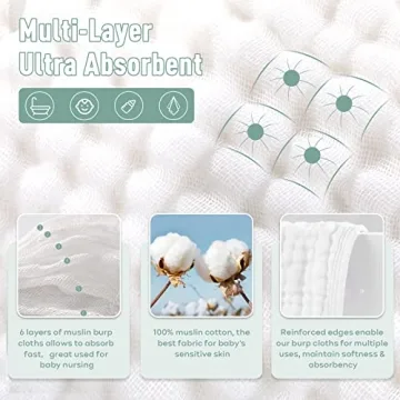 Yoofoss Muslin Burp Cloths Super Soft Absorbent 6 Pack