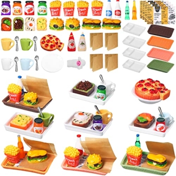 50 Pieces Dollhouse Miniature Fast Food Accessories Set for Creative Play