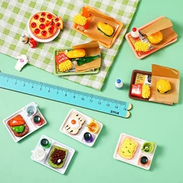 50 Pieces Dollhouse Miniature Fast Food Playset