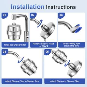 25 STAGE JOMST Shower Filter with Two Replacement - High Output - Shower Water Filtering - Improving Skin, Hair and Nails's condition - High Filtering Capacity for Chlorine - Kids and Pets Available.