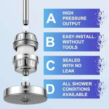 25 STAGE JOMST Shower Filter with Two Replacement - High Output - Shower Water Filtering - Improving Skin, Hair and Nails's condition - High Filtering Capacity for Chlorine - Kids and Pets Available.