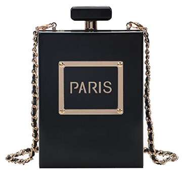 Stylish Acrylic Paris Perfume Bottle Clutch Bag for Women