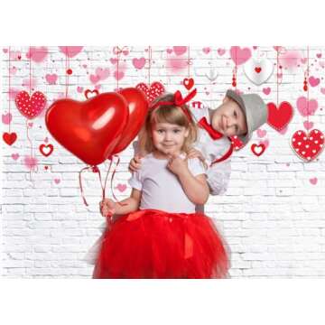 Valentine's Day Backdrop 7x5ft - LTLYH White Brick Wall