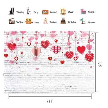 Valentine's Day Backdrop 7x5ft - LTLYH White Brick Wall