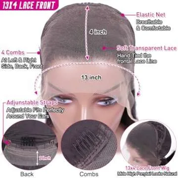 Hermosa 9A 13x4 Brazilian Straight Lace Front Wigs Human Hair 180% Density Human Hair Wigs for Women Pre Plucked with Baby Hair Natural Hairline 28 inch