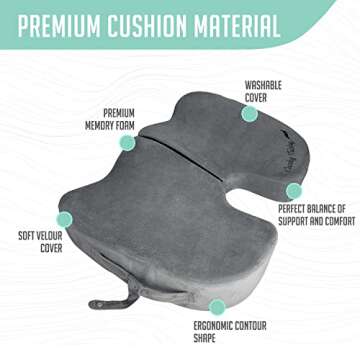 Cushy Tushy Premium Foldable Travel Seat Cushion - Ultimate Relief for Back, Sciatica, Tailbone Pain...
