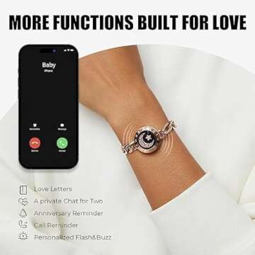 TOTWOO Long Distance Touch Bracelets for Couples, Long Distance Relationship Gifts for Girlfriend Bluetooth Pairing Jewelry