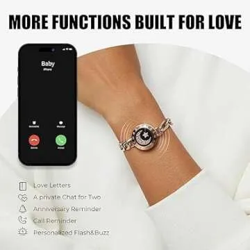 TOTWOO Long Distance Touch Bracelets for Couples, Long Distance Relationship Gifts for Girlfriend Bluetooth Pairing Jewelry