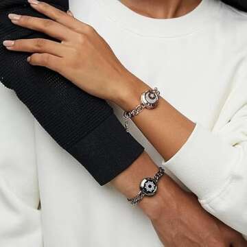 TOTWOO Long Distance Touch Bracelets for Couples, Long Distance Relationship Gifts for Girlfriend Bluetooth Pairing Jewelry