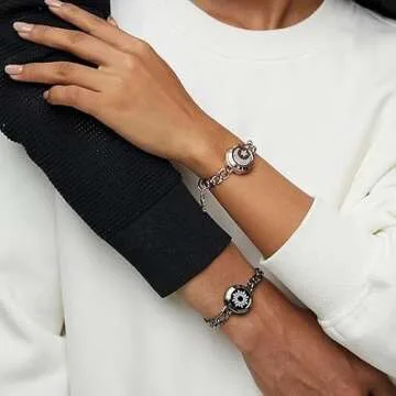 TOTWOO Long Distance Touch Bracelets for Couples, Long Distance Relationship Gifts for Girlfriend Bluetooth Pairing Jewelry