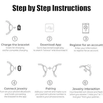 TOTWOO Long Distance Touch Bracelets for Couples, Long Distance Relationship Gifts for Girlfriend Bluetooth Pairing Jewelry