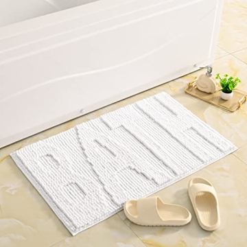 QJHOMO Chenille Bath Mat Soft & Absorbent 16x24