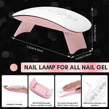 Makartt Nail Tips and Glue Kit: 15ML Solid Gel with 500PCS Almond Medium Soft Tips, Full Cover Pre-Buffed Nails, Portable Mini Lamp, and Base Coat for DIY Manicure Art