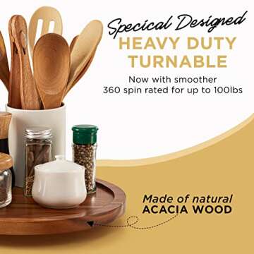 TIDTIA 13" Acacia Wood Lazy Susan Organizer for Cabinet - Round Lazy Susans Turntable for Countertop...