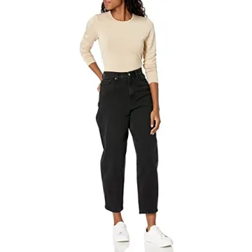 The Drop Women's Hannah Long-sleeve Crew Neck Fitted T-shirt, Sand, M