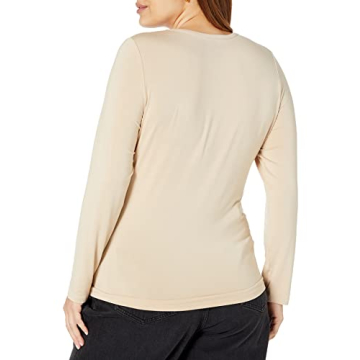 The Drop Women's Hannah Long-sleeve Crew Neck Fitted T-shirt, Sand, M