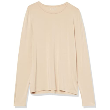 The Drop Women's Hannah Long-sleeve Crew Neck Fitted T-shirt, Sand, M