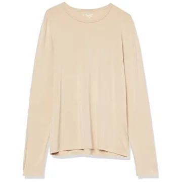 The Drop Women's Hannah Long-sleeve Crew Neck Fitted T-shirt, Sand, M