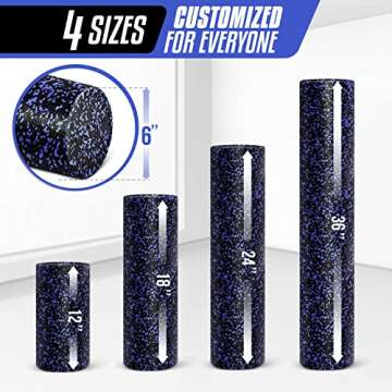 Yes4All High-Density Round Back Roller Foam, Exercise Foam Roller for Yoga, Pilates & Stretching - Blue Speckled - 12 Inches