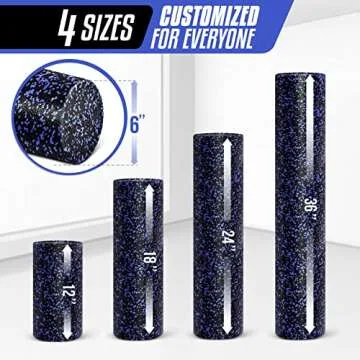 Yes4All High-Density Round Back Roller Foam, Exercise Foam Roller for Yoga, Pilates & Stretching - Blue Speckled - 12 Inches
