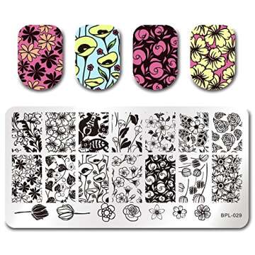 BORN PRETTY Flower Theme Rectangle 6 Nail Art Stamp Template Multi-Pattern Stamp Image Plate Combination Set DIY manicuring Template