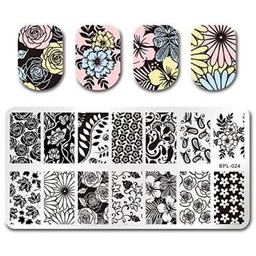 BORN PRETTY Flower Theme Rectangle 6 Nail Art Stamp Template Multi-Pattern Stamp Image Plate Combination Set DIY manicuring Template