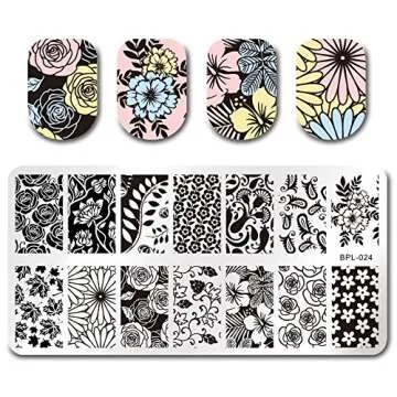 BORN PRETTY Flower Theme Rectangle 6 Nail Art Stamp Template Multi-Pattern Stamp Image Plate Combination Set DIY manicuring Template