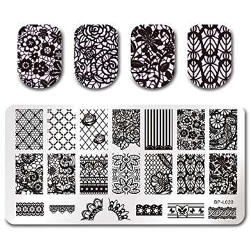 BORN PRETTY Flower Theme Rectangle 6 Nail Art Stamp Template Multi-Pattern Stamp Image Plate Combination Set DIY manicuring Template