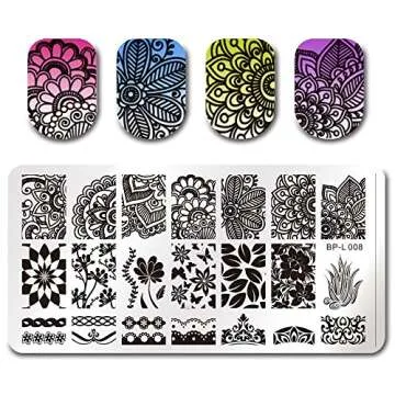 BORN PRETTY Flower Theme Rectangle 6 Nail Art Stamp Template Multi-Pattern Stamp Image Plate Combination Set DIY manicuring Template